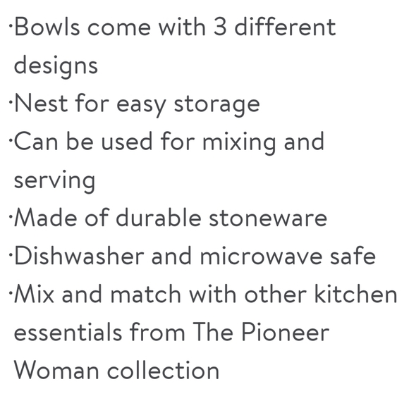 ❤️ New Pioneer Woman Keepsake Floral 3-Piece Ceramic Mixing Bowl Set - Picture 8 of 9